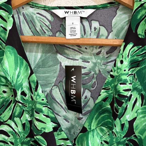 WHBM Palm Leaf Ruffle Surplice Romper | Size Small - Picture 2 of 7